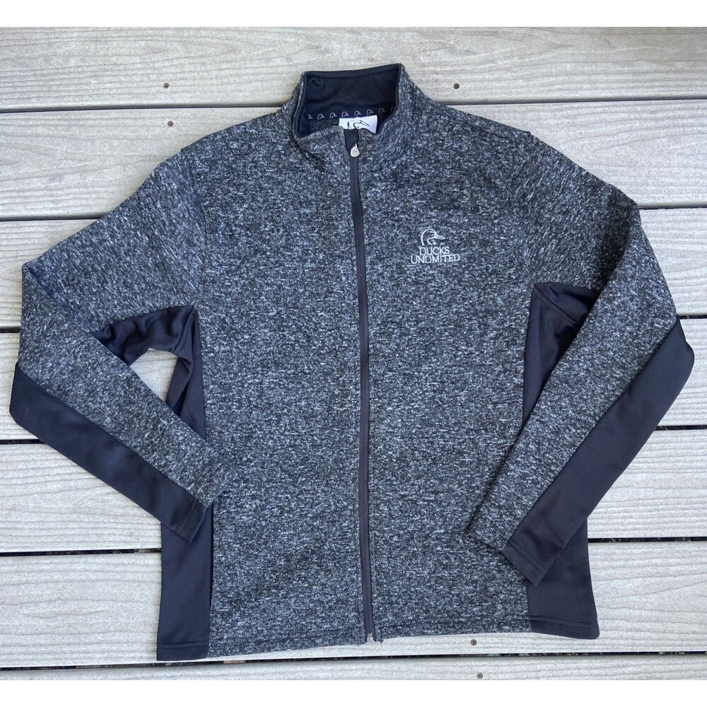 Ducks Unlimited Men’s Full Zip Jacket – Heather Gray & Black – Size Large